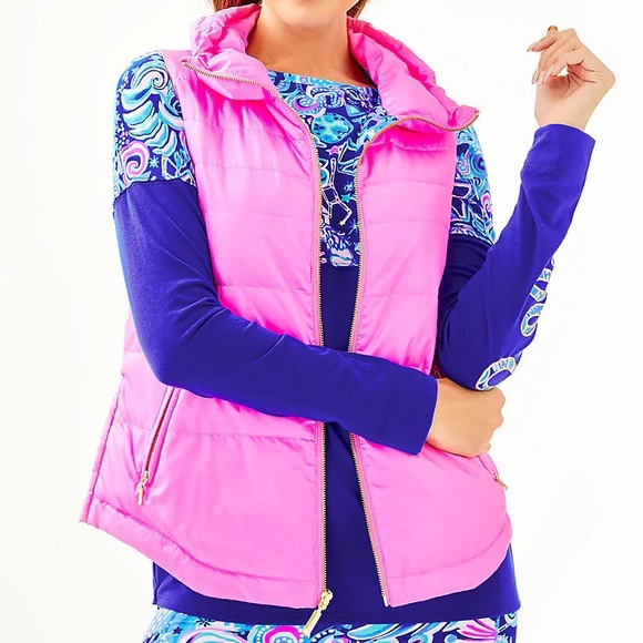 Lilly Pulitzer Palm Paradise Vest Prosecco Pink - Picture 1 of 4